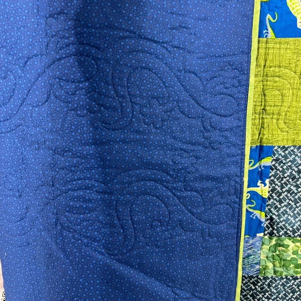 Handmade Patchwork Quilt 54x62 Blue‎ Green Beach House Gecko Throw